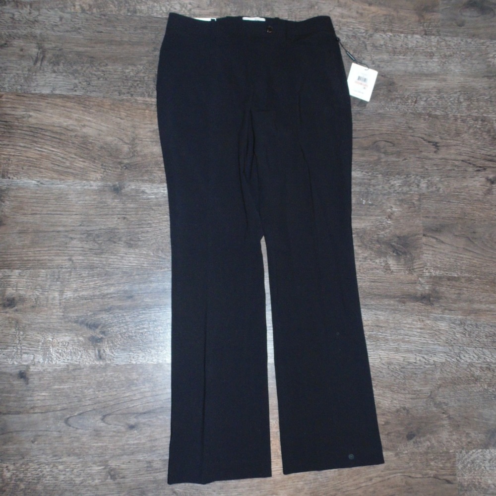 Calvin Klein Wide Leg Dress Pants Womens 10 Black NWT Professional Trousers